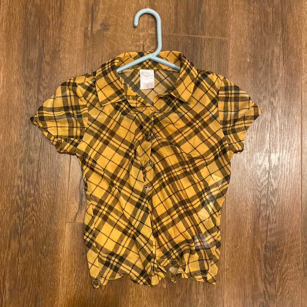 Brand new fall color mesh gingham button shirt with undershirt